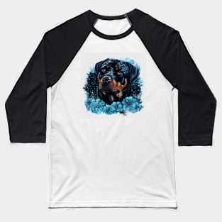 Rottweiler With Flowers Baseball T-Shirt